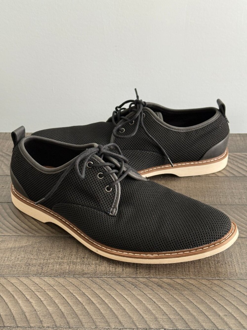 J. Ferrar Black McKinley Mesh Fabric Lace Loafers Shoes Mens Size 8.5M